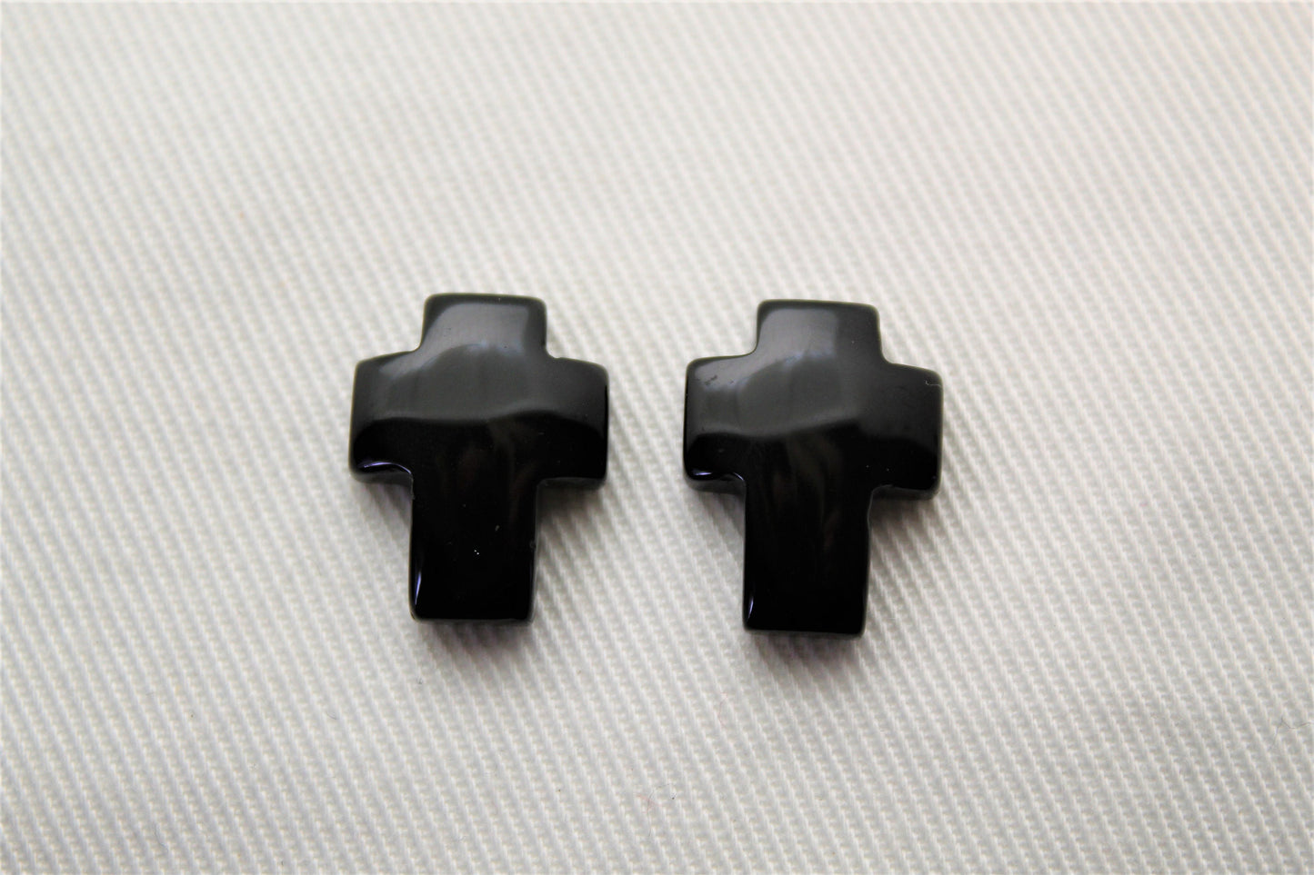 Set of two Black agate Cabochon Gemstones CROSS 12x16MM