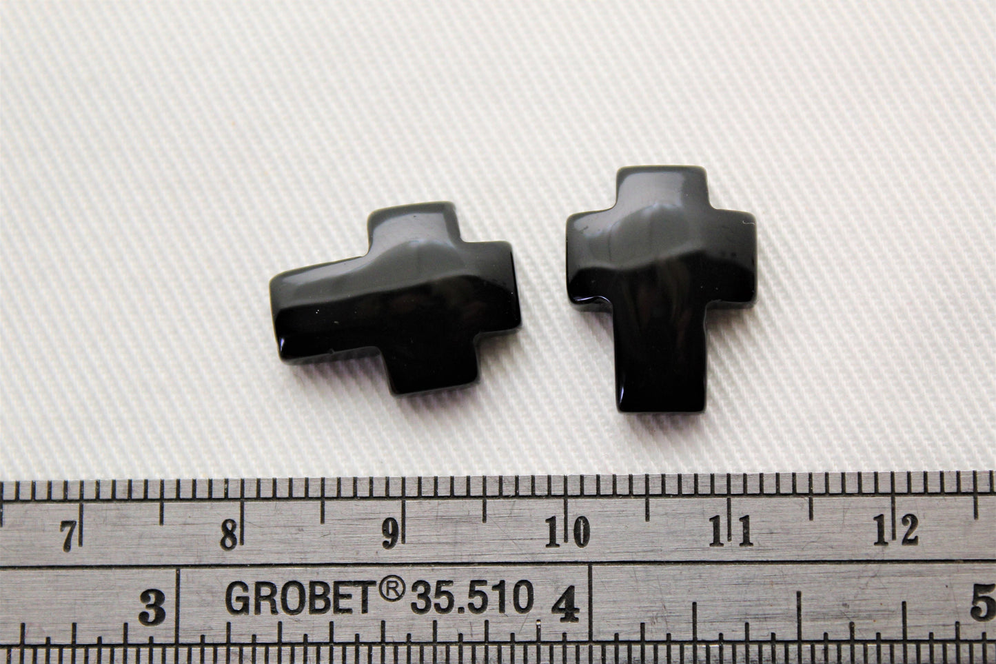 Set of two Black agate Cabochon Gemstones CROSS 12x16MM