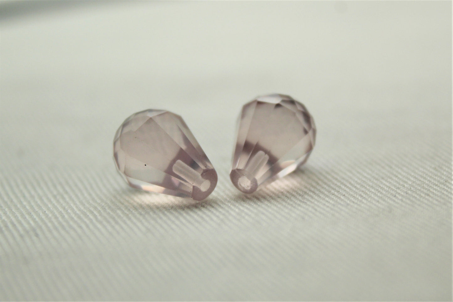 Set of two Pink Quartz Gemstones Faceted drop