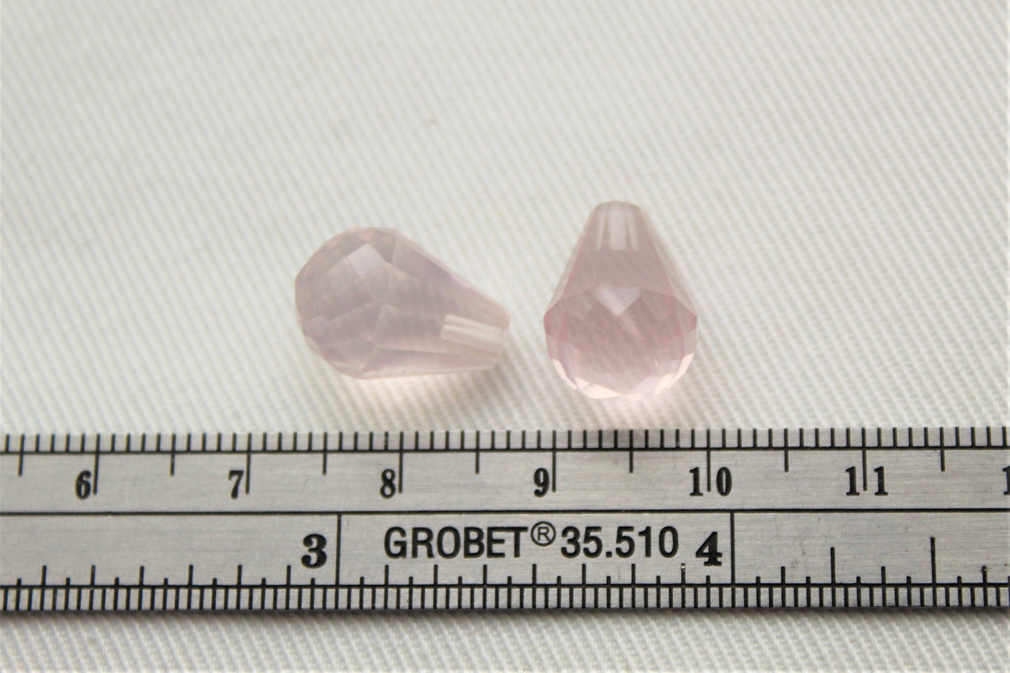 Set of two Pink Quartz Gemstones Faceted drop