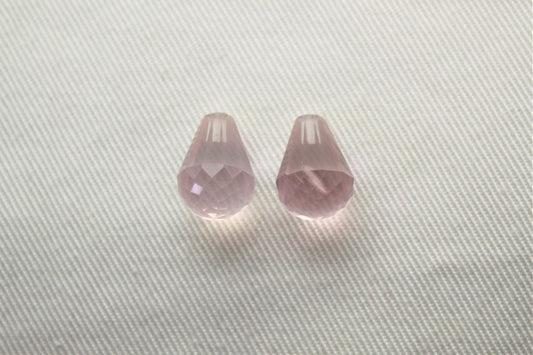 Set of two Pink Quartz Gemstones Faceted drop