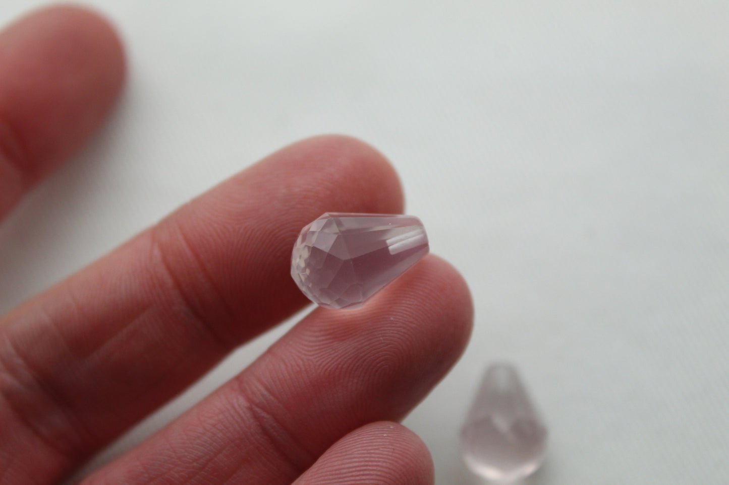 Set of two Pink Quartz Gemstones Faceted drop