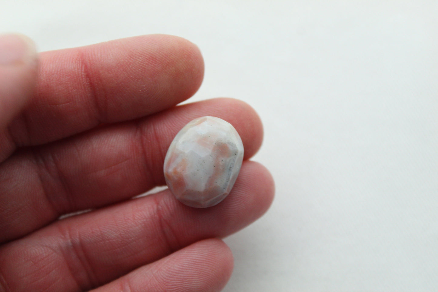 Small White Rose cut Ocean Jasper Cabochon Gemstone freeform