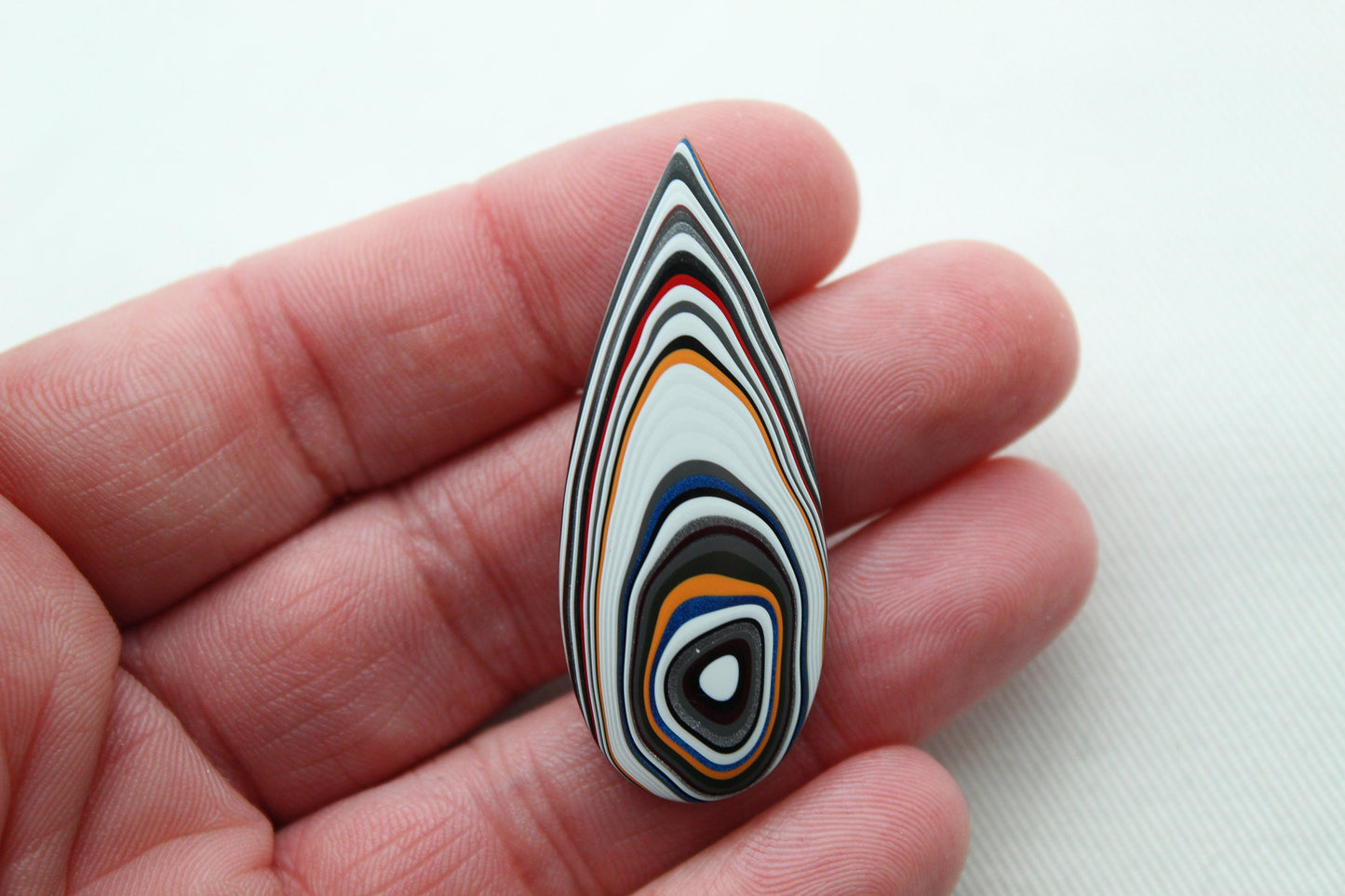 Fordite Cabochon  teardrop yellow white red