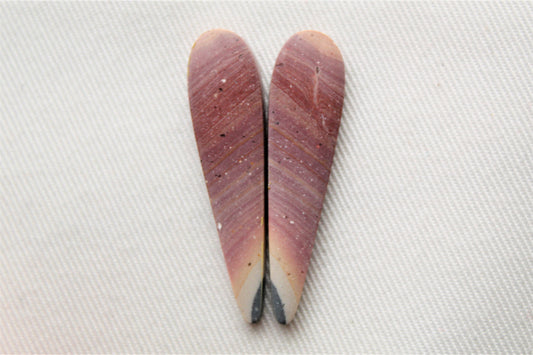 Nice Matching pair of Indonesian Polychrome Jasper Cabochons Teardrop