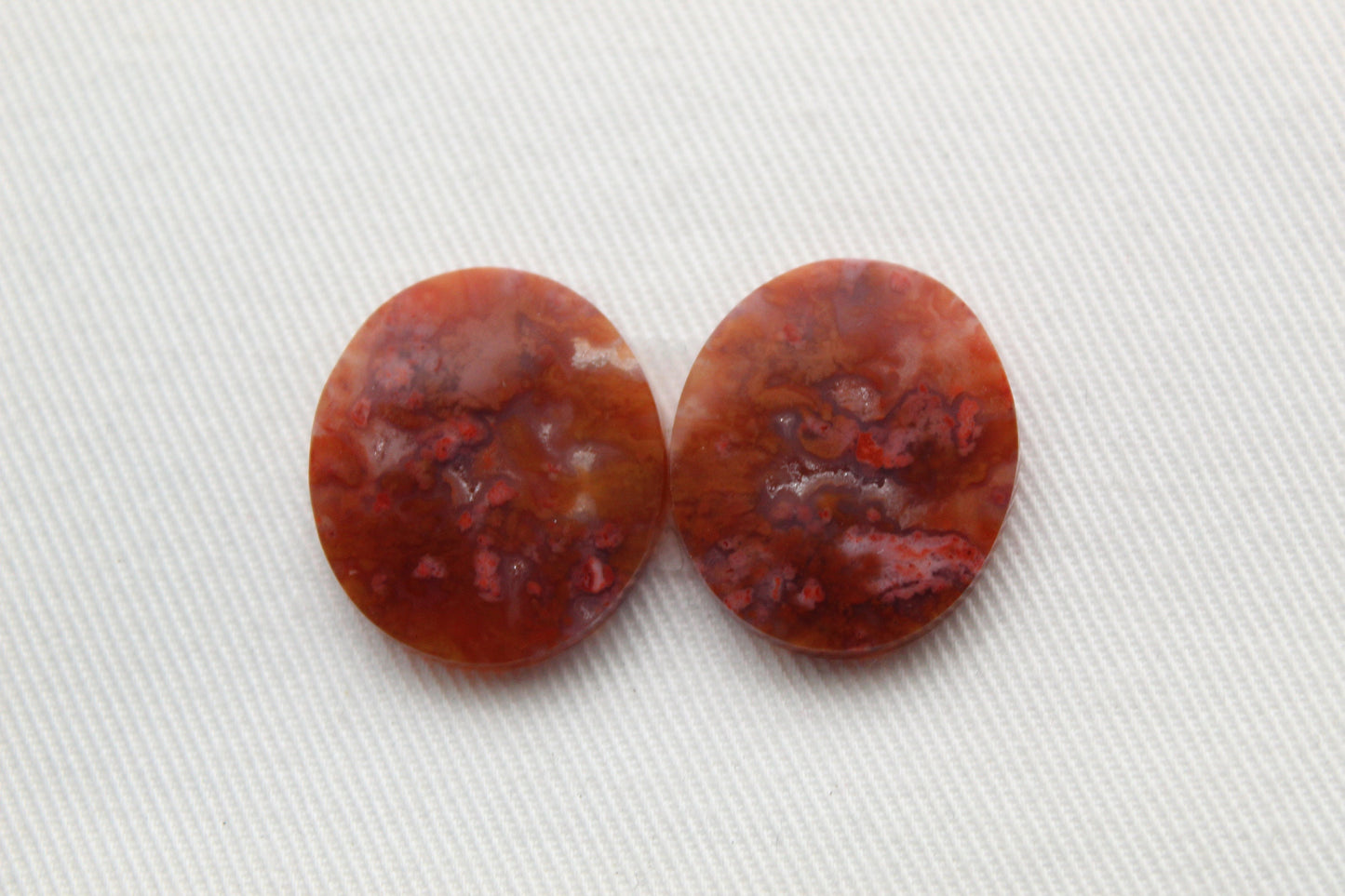 Paire de cabochons d'agate mexicaine pierres précieuses de forme libre