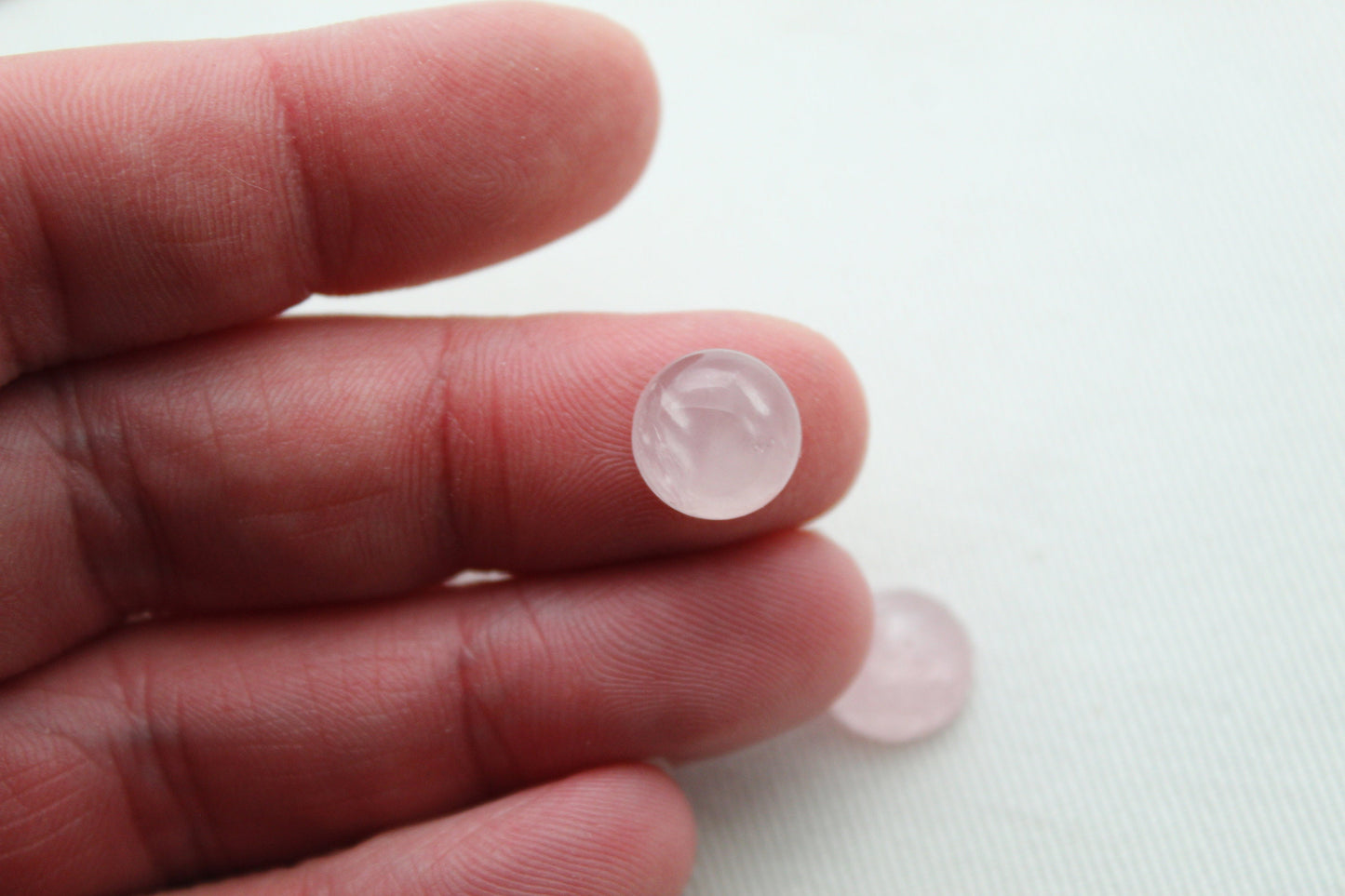 <tc>DEUX cabochons Quartz Rose Pierres naturelles rondes 10MM</tc>