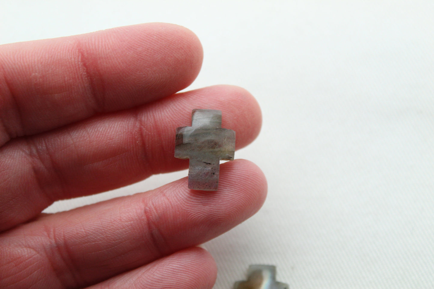 TWO Labradorite Cabochon Gemstones CROSS 12x16MM