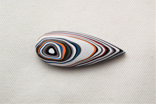 Fordite Cabochon  teardrop yellow white red