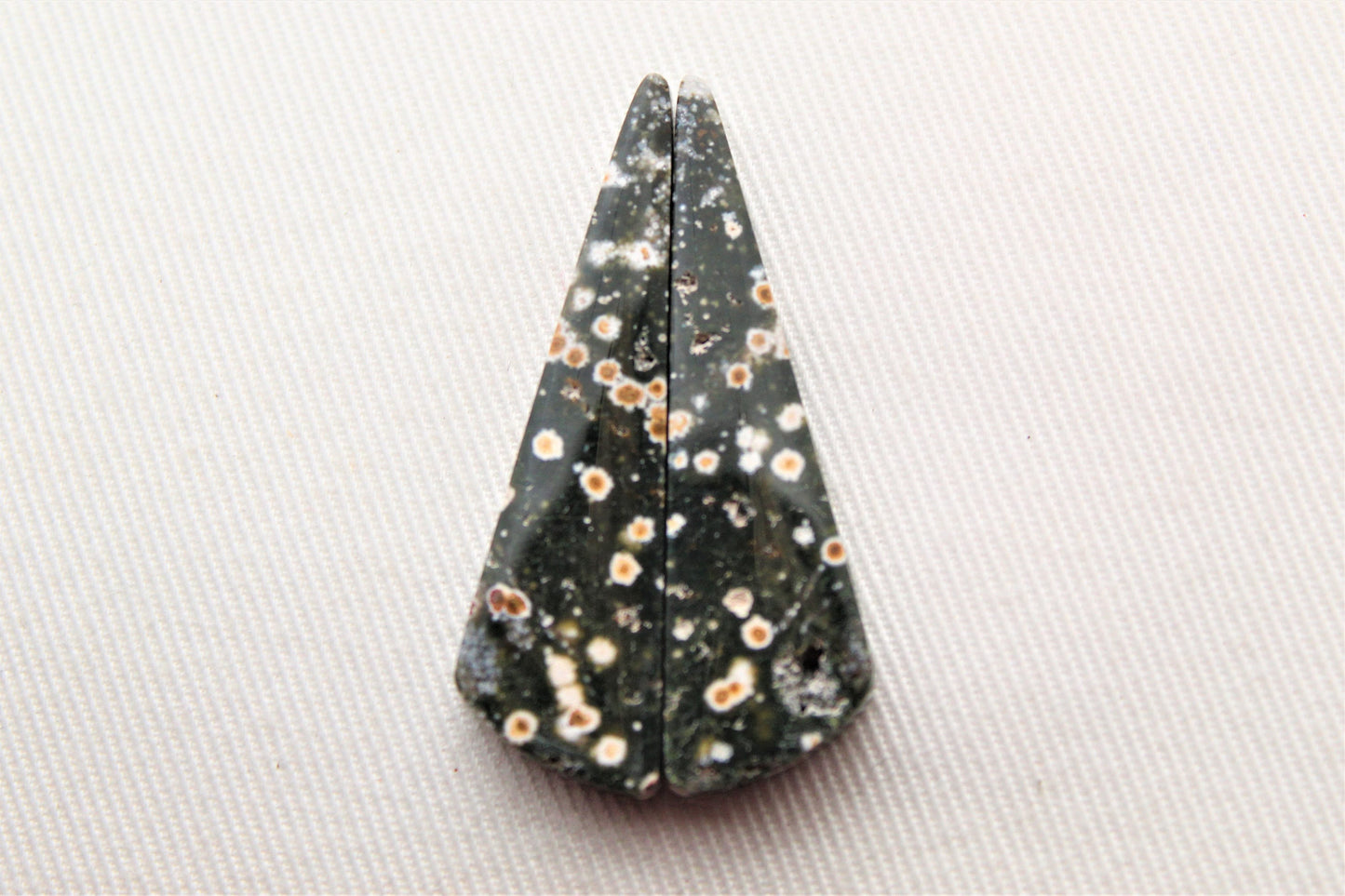 Paire de Cabochons en Jaspe Océan Triangle de pierres précieuses