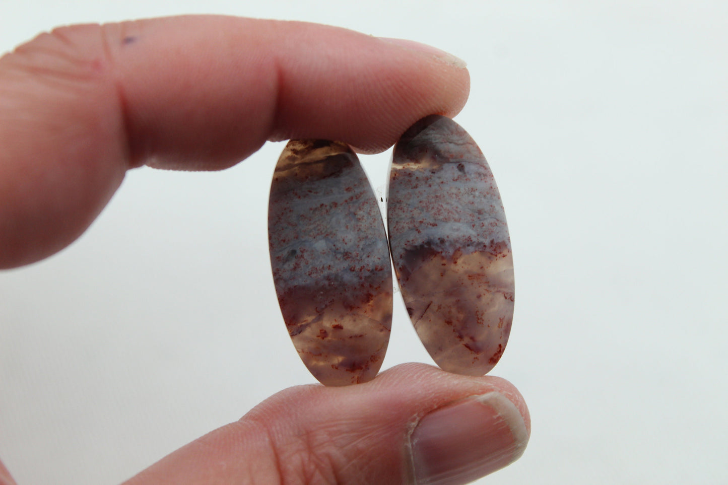 Multicolor Agate Pair Cabochons Gemstone oval