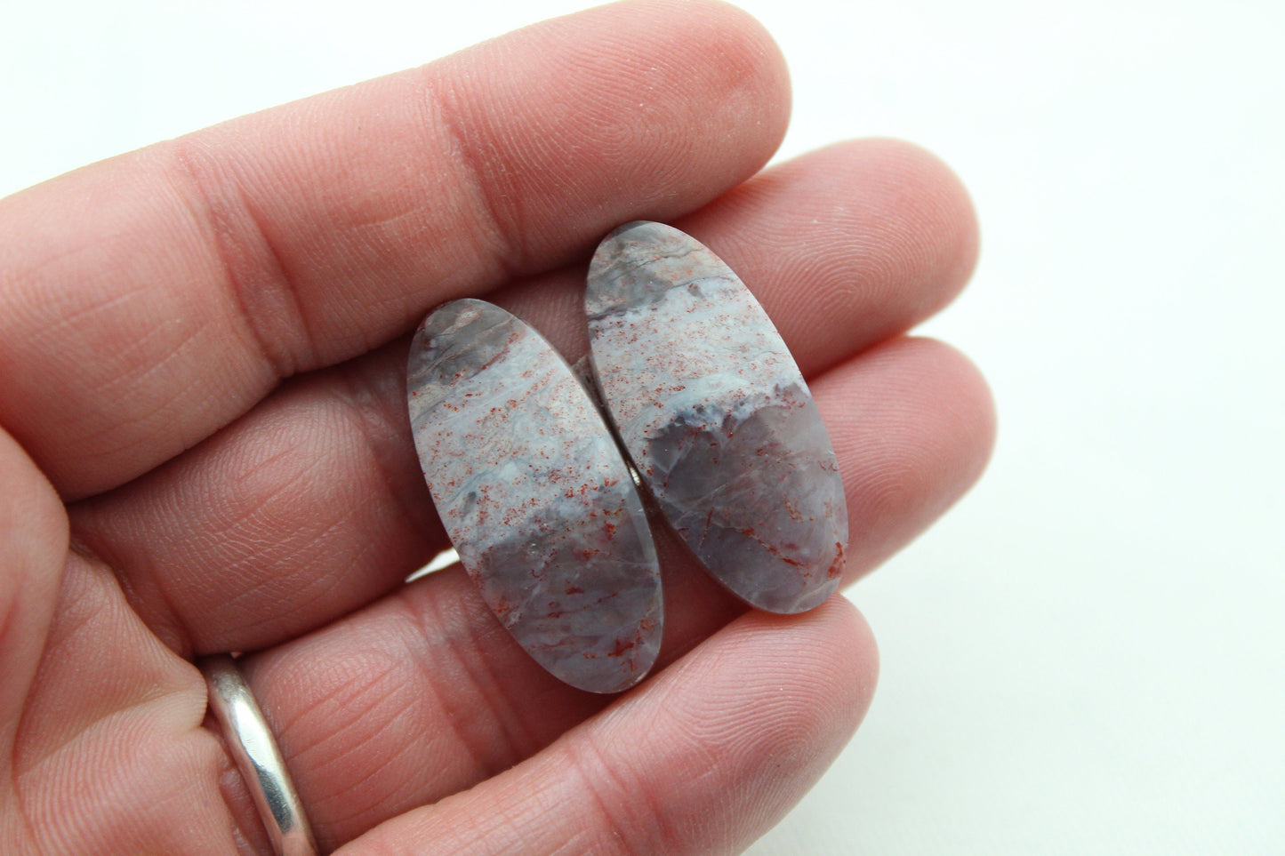 Multicolor Agate Pair Cabochons Gemstone oval