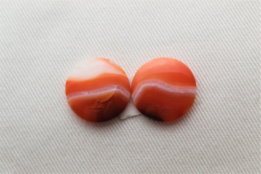 Banded Agates Cabochons Gemstone orange round 17MM