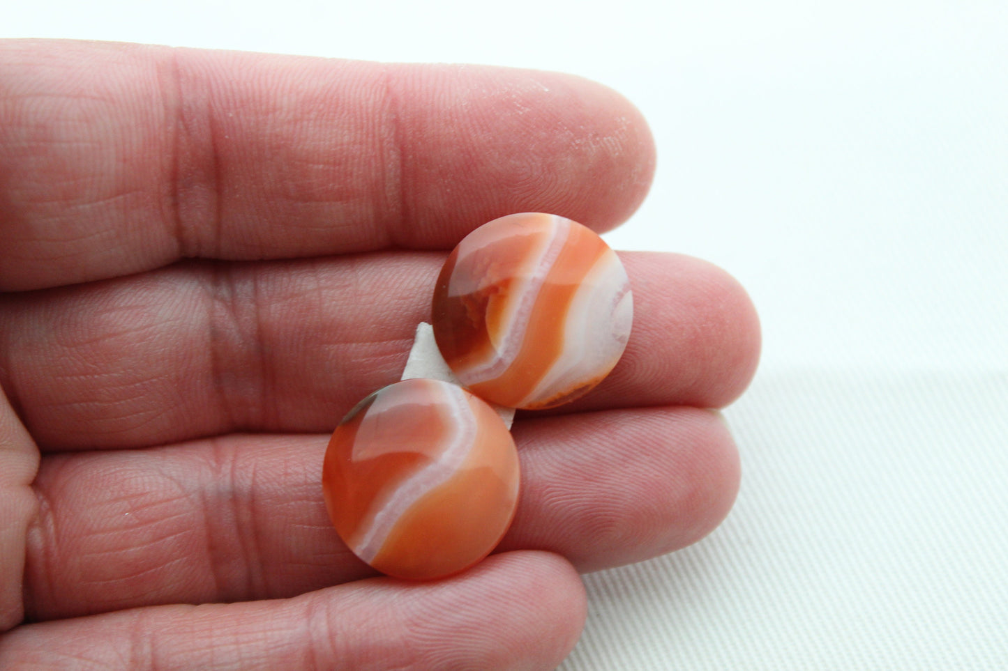 Banded Agates Cabochons Gemstone orange round 17MM