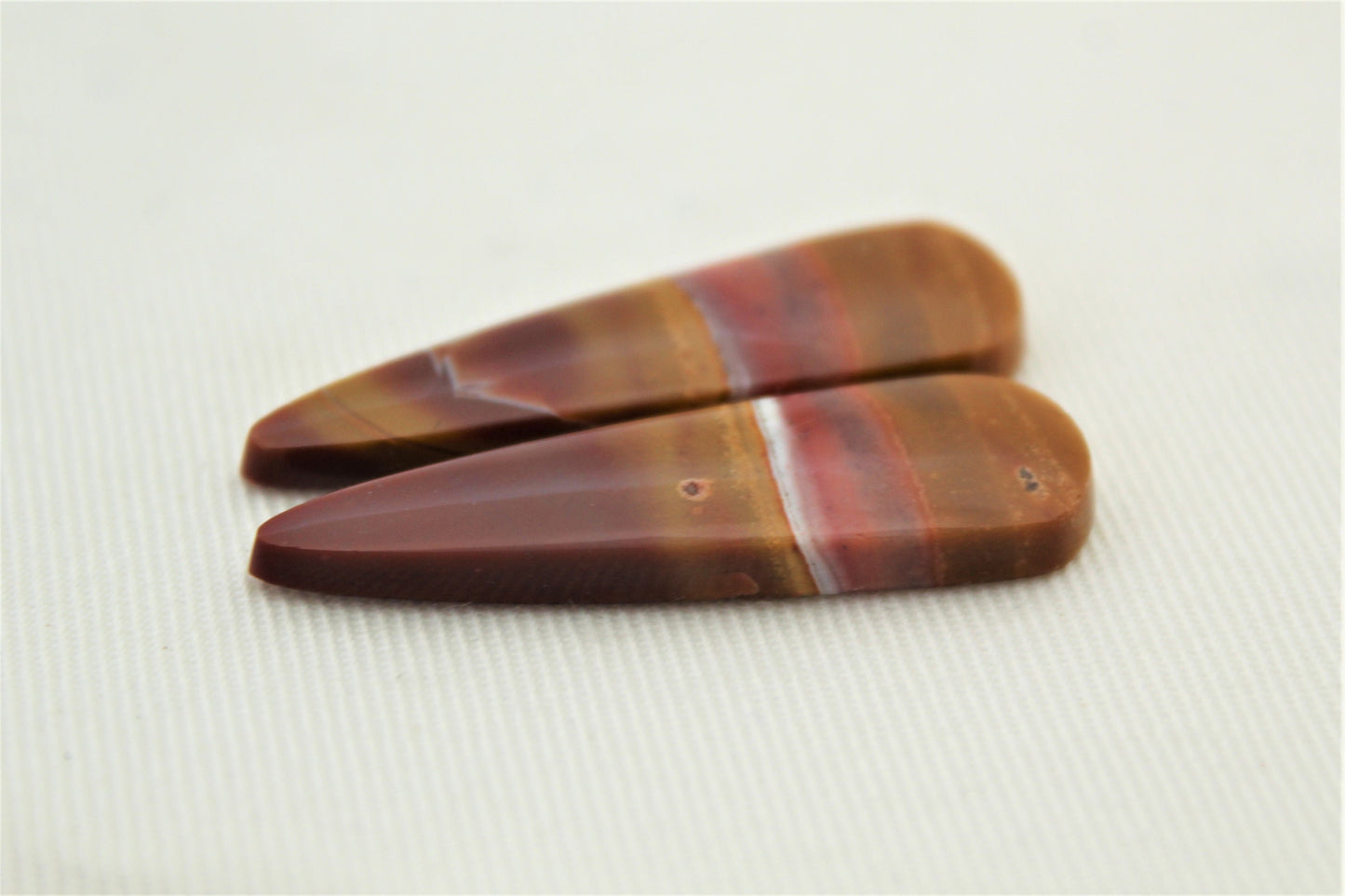 Pair of Indonesian Jasper Cabochons yellow red gemstones