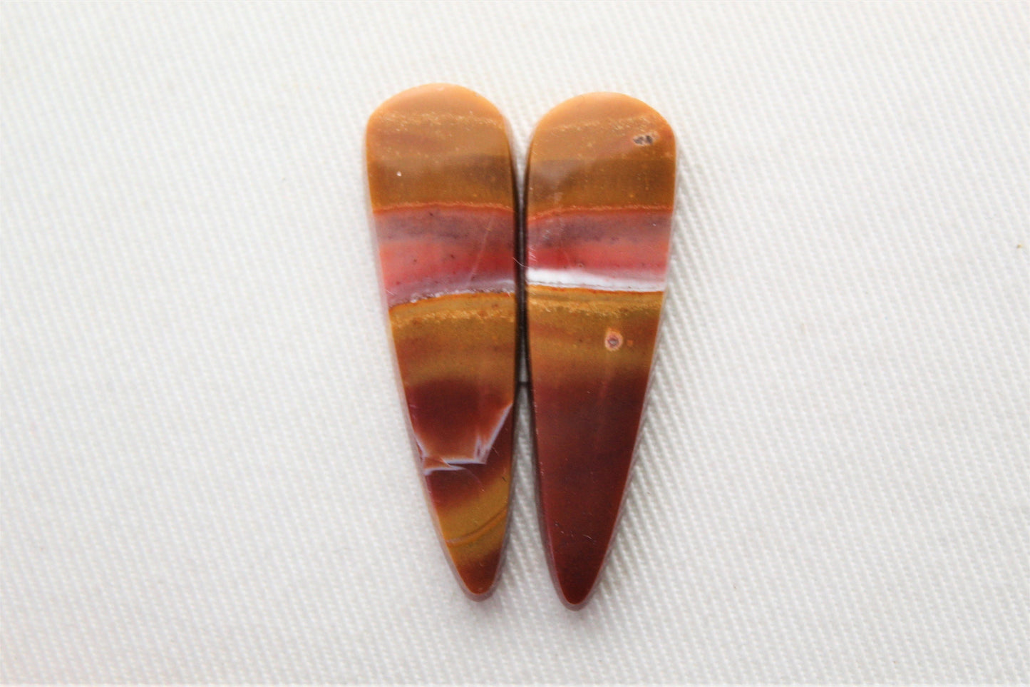 Pair of Indonesian Jasper Cabochons yellow red gemstones