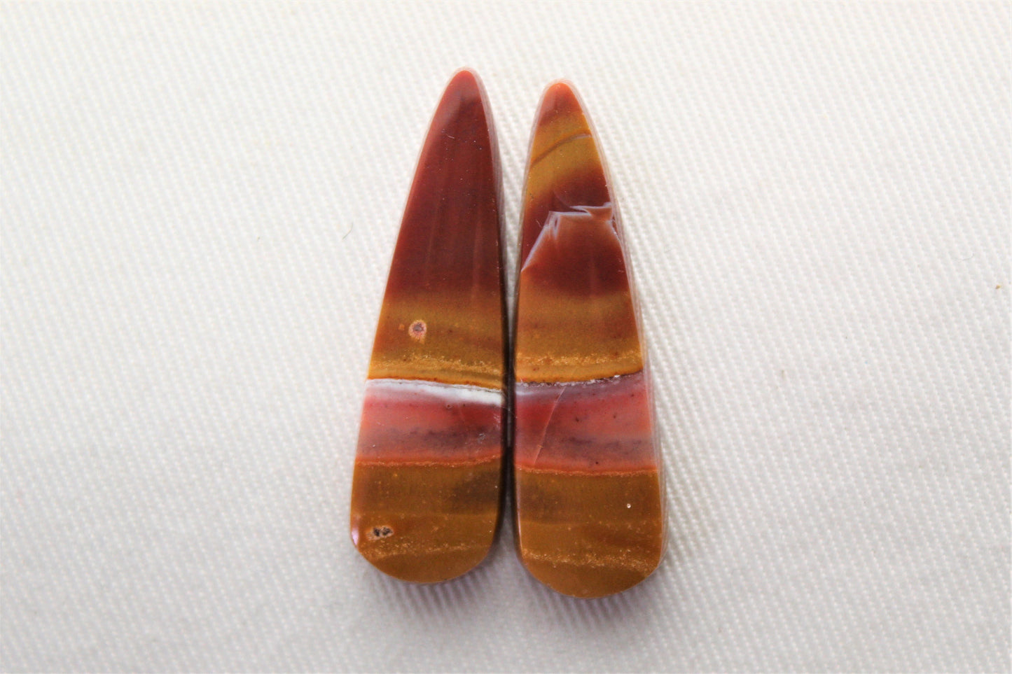 Pair of Indonesian Jasper Cabochons yellow red gemstones