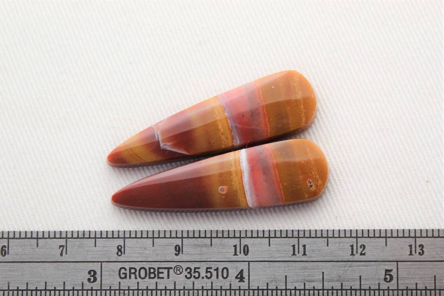 Pair of Indonesian Jasper Cabochons yellow red gemstones